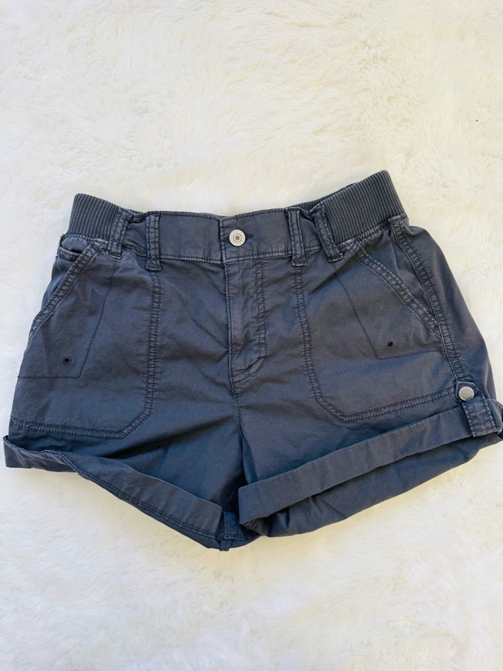 American Eagle Outfitters Dark Charcoal Roll-Cuff Bermuda Shorts